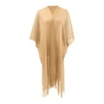 thumbnail image 4 of HNMKIU Dress Shawl Wrap Metallic Fringe Shawl Wrap Elegant Beach Cover Up Resort Sun Kimono Cardigan Gold,One Size, 4 of 4