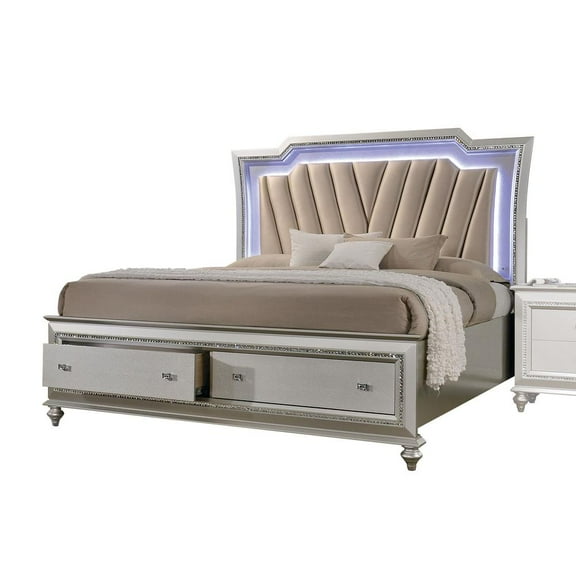 Acme Furniture ACME Kaitlyn Full Bed w/Storage, PU & Champagne