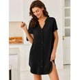 thumbnail image 6 of Ekouaer Women V-Neck Sleep Dress Short Sleeve Nightshirt with Split Hem Comfortable Nightgown, 6 of 6