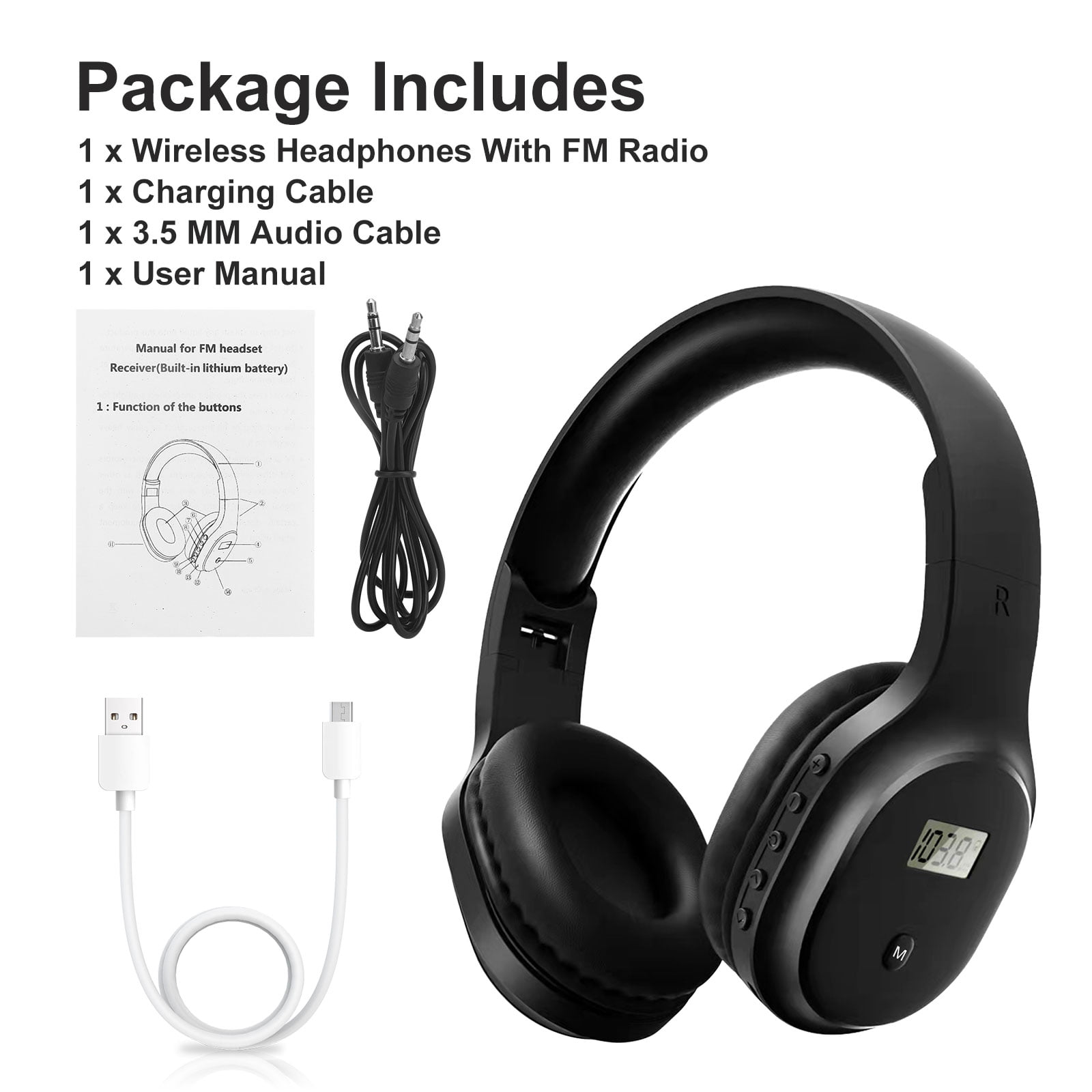 mestre vi binde Portable Personal FM Radio Headphones for Mowing with Best Reception, TSV Wireless  FM Headset Ear Muffs with Built-in Radio for Jogging, Walking, Daily Works,  Supports External AUX cable - Walmart.com