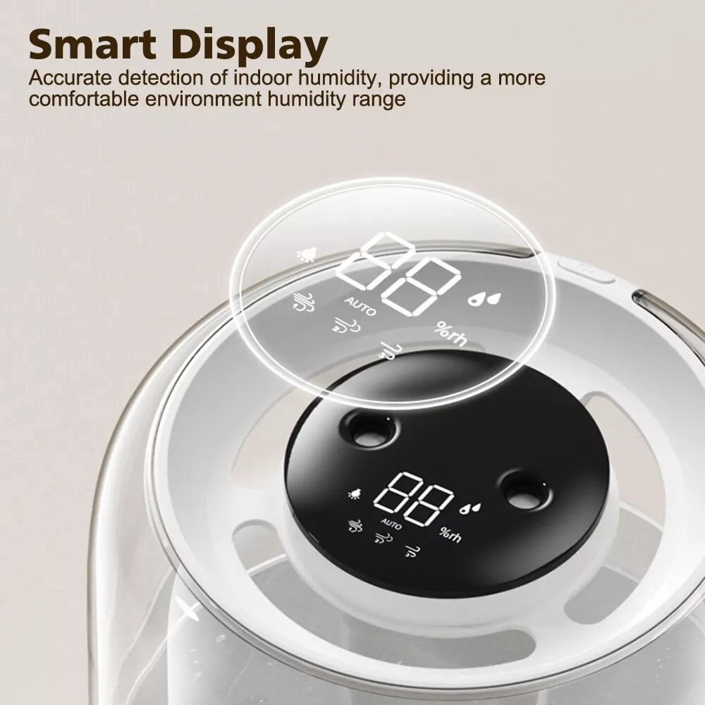 Raistyw Humidifiers for Bedroom, 6.8 L Cool Mist Top-Fill Humidifier for Large Room, Plants, Baby Nursery, Indoor, 20H Runtime, Quiet 36dB, Controllable Lighting, White