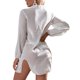 thumbnail image 5 of VISgogo Bikini de verano para mujer, vestido camisero largo suelto con cierre de botón de solapa de manga larga de Color sólido transparente VISgogo  moda, 5 of 6