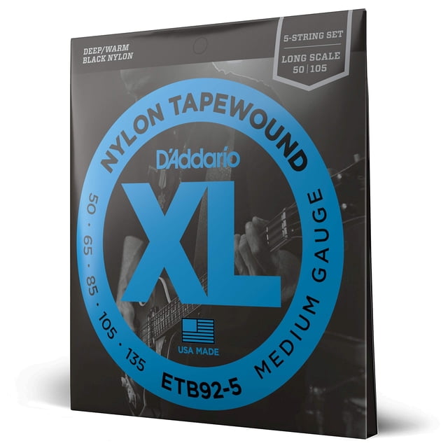 D'Addario ETB92-5 Tapewound 5-String Bass Guitar Strings - Medium, 50-135, Long Scale