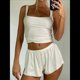 thumbnail image 5 of Conjunto de Verano para Mujer: Top Corto de Punto Acanalado y Pantalones Cortos con Bolsillo para Vacaciones. M, 5 of 8