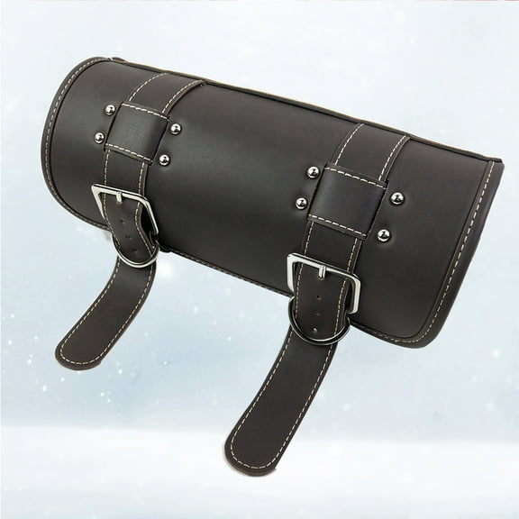 Motorcycle Handlebar Bag Waterproof PU Cruiser Pack Car Head Bag Tool Package Holder (Dark Brown)