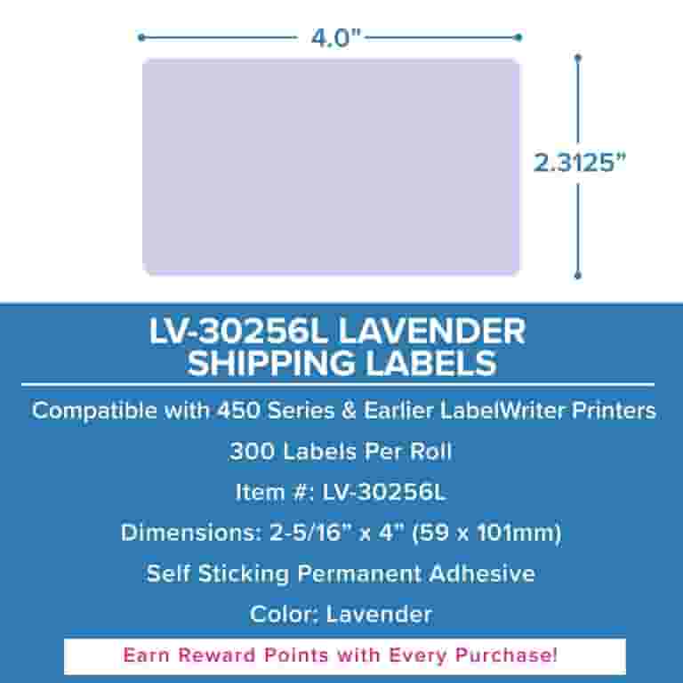 DYMO LW 30256 Blue Direct Thermal Shipping Labels - 1 Roll Of 300 Labels, 4" X 2-5/16"