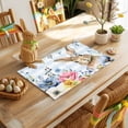 thumbnail image 4 of Easter Placemats Set of 6, Cute Rabbit Flower Plant Eucalyptus Leaves Blue Plaid Heat Insulated Linen Place Mats, Washable Stain-Proof Table Mats for Dining Tables Holiday Decor 13x19 Inches, 4 of 9