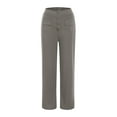 thumbnail image 4 of felwors Womens Casual High Waist Straight Leg Pants Stretchy Button Business Dress Work Pocket Trousers Dark Gray, XXXXL, 4 of 6