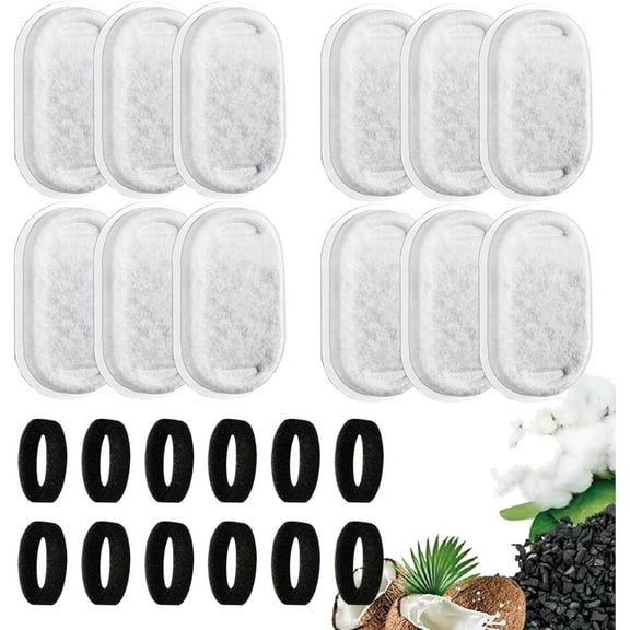 Cat Water Fountain Filters,24Pack Cat Fountain Replacement Filters for Stainless Steel 108oz/3.2L& 67oz/2L Automatic Pet Water Dispenser Fountian,Dog Water Fountain Filters(12Filters&12Sponges)