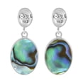 thumbnail image 4 of Classy Double Oval Abalone Inlay Sterling Silver Drop Post Earrings, 4 of 5