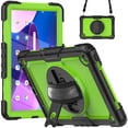 thumbnail image 2 of 3 Layer Case for Lenovo Tab M10 FHD Plus 10.3" 2020, for Kids Heavy Duty Protective Case with Screen Protector & Stylus Holder & 360 Rotating Stand Hand/Shoulder Strap, Green+Black, 2 of 10