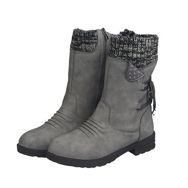 Bottes de Neige Chaudes pour Femmes Bottes de Mode Automne et Hiver Gardent au Chaud Doublure Duveteuse Bottines