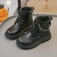 thumbnail image 3 of Mepaouo Retro Girls Ankle Boots Side Chain Lace up Combat Boots Winter Soft Walking Booties(Black,28), 3 of 8