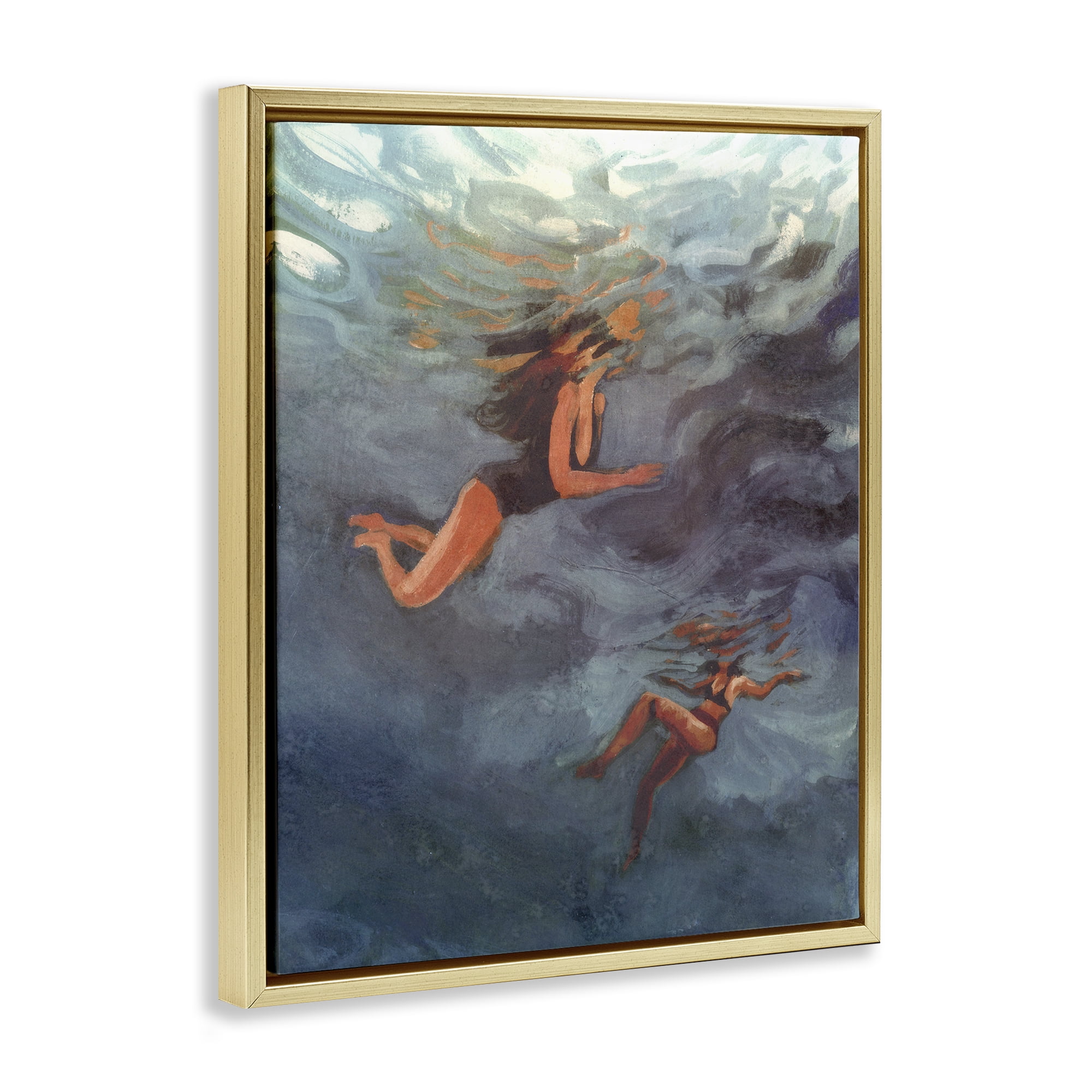Stupell Industries Underwater Summer's Dance Gold Framed Floater Canvas Wall Art, design by Victoria Barnes