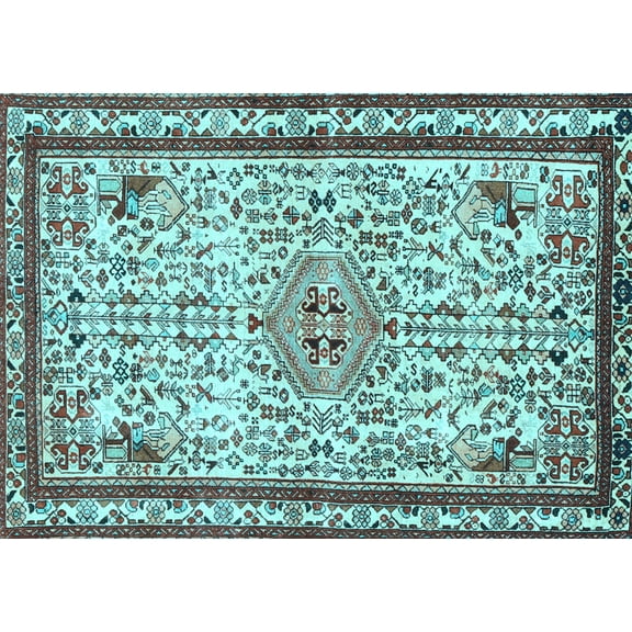 Ahgly Company Indoor Rectangle Persian Light Blue Traditional Area Rugs, 5' x 7'
