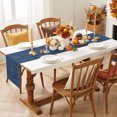 thumbnail image 4 of Table Runner 90 Inches Long, Navy Blue Decorative Table Runner for Party Wedding Home Decor, Contemporary Minimalist Pure Color Linen Texture Dresser Scarves for Bedroom Kitchen Decor 13x90 Inch, 4 of 9