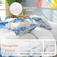 thumbnail image 2 of 3 Piece Blue Flower Spring Duvet Cover Set Queen Size,Microfiber Comforter/Quilt Cover with Corner Ties and 2 Pillowcases,Rose Leaves Garden Pastoral Retro All Season Soft Bedding with Zipper Closure, 2 of 8