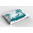 thumbnail image 2 of Ambesonne Ride the Wave Pillow Sham 2 Pack, Grunge Tropical, 36"x20", Teal White, 2 of 3