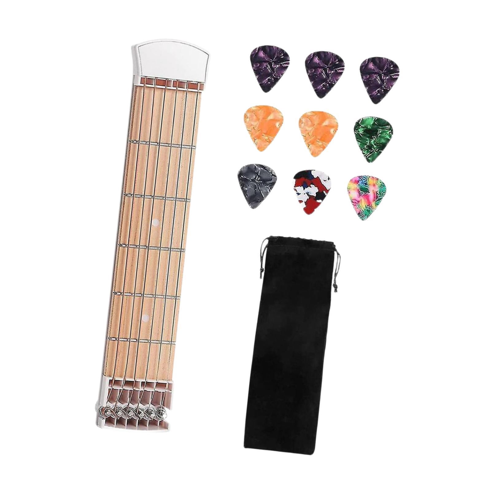 Dualoai Pocket Guitar Mini Useful for Beginner for Home Travel 6 Strings Fingerboard White