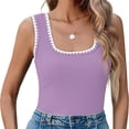thumbnail image 5 of Summer Sleeveless Color Block Women Square Neckline Tank Tops Slim Vest Camisole, 5 of 5