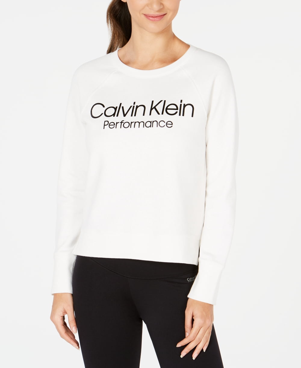 Calvin Klein Womens Performance Logo Sweatshirt Cloud