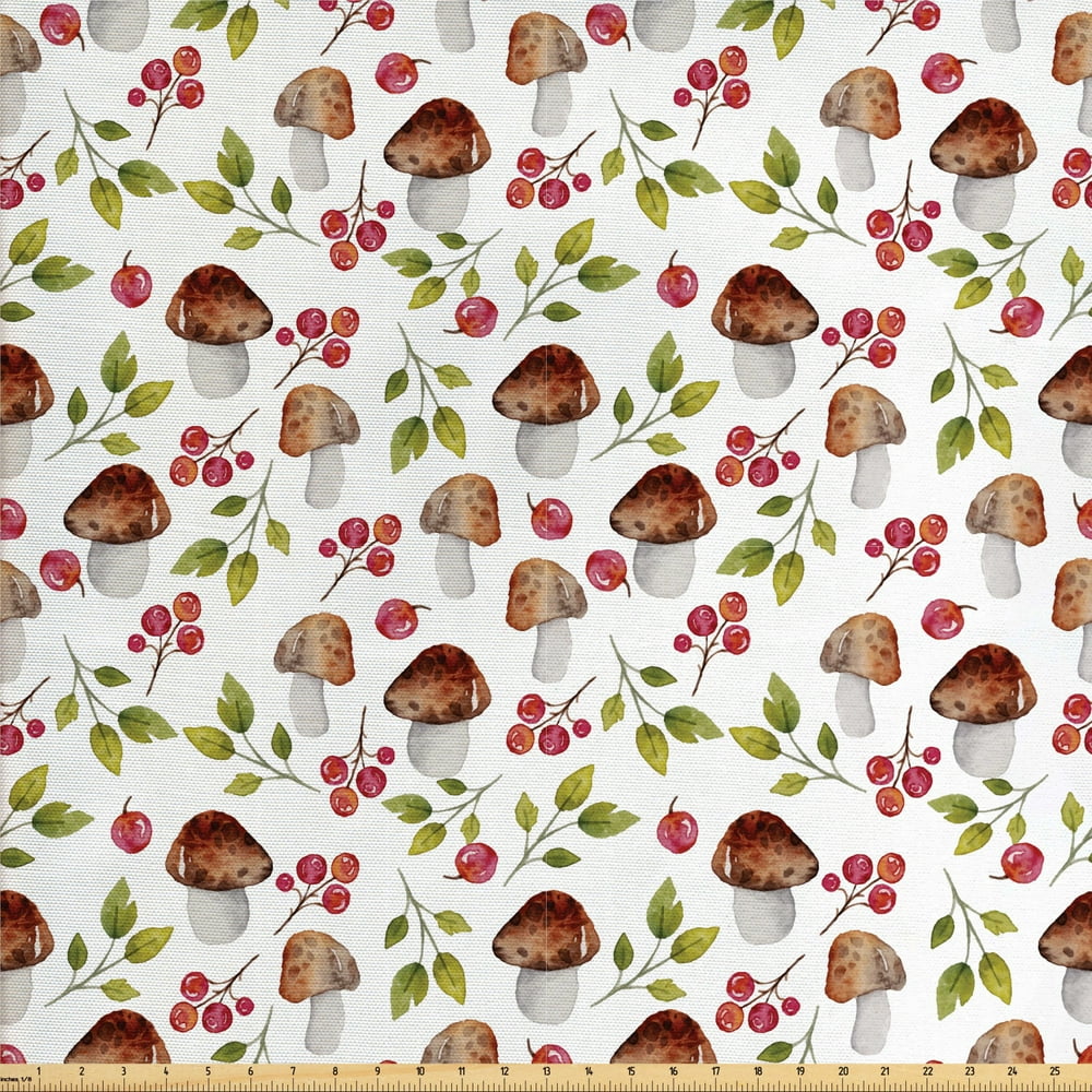 Mushroom Fabric by the Yard Upholstery Fabric for Dining Chairs Home