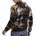 thumbnail image 6 of Kdxio Gold Pattern Black Skull Print Mens Casual Hooded Collar Drawstring Hoodies Pullover Sweatshirts Casual Long Sleeve Shirts-, 6 of 7