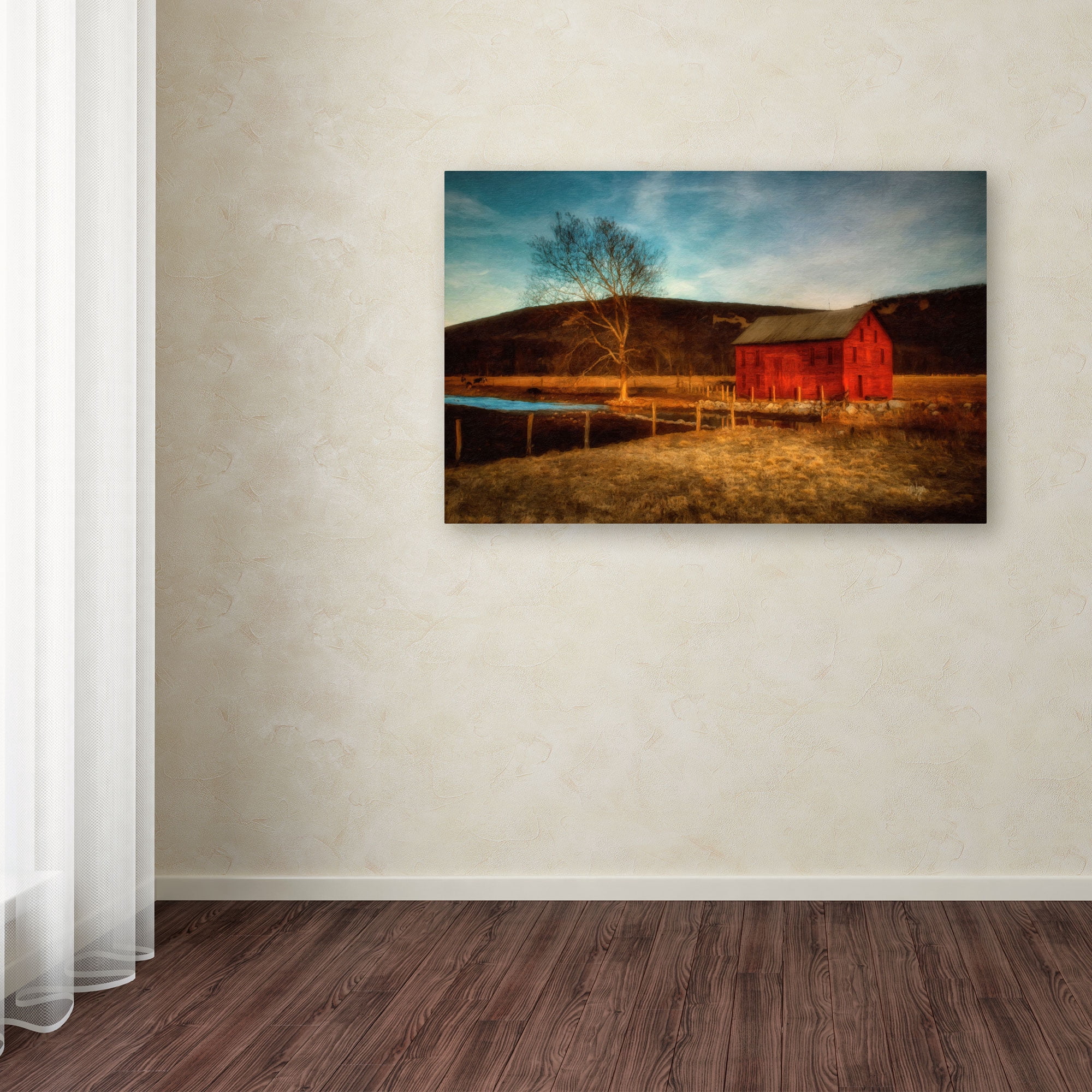 Lois Bryan 'Red Barn at Twilight' Canvas Art