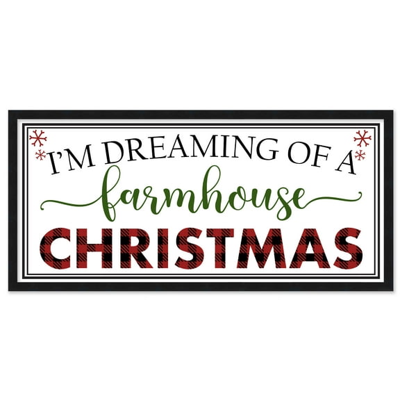 I'm Dreaming of a Farmhouse Christmas 10.5" x 21.5" Framed Christmas Wall Decor  Sign Poster in a