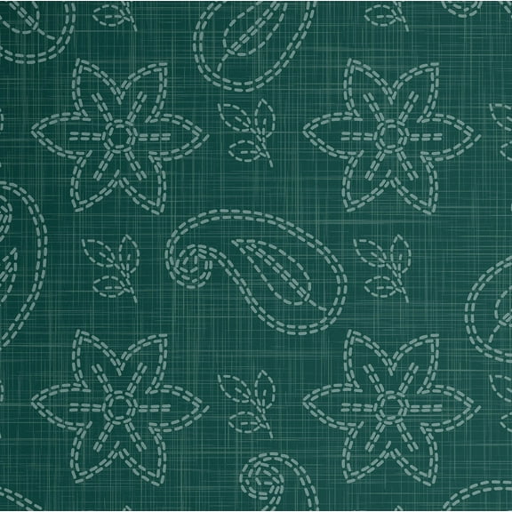S4Sassy Modern Paisley Stitch Wallpaper - Teal Wall Covering, 25" X 120" Self-Adhesive Plain Vinyl Wallpaper, Decorative Wallwrap, Easy Diy Wall Covering For Bedroom, Cabinets, Living Spaces