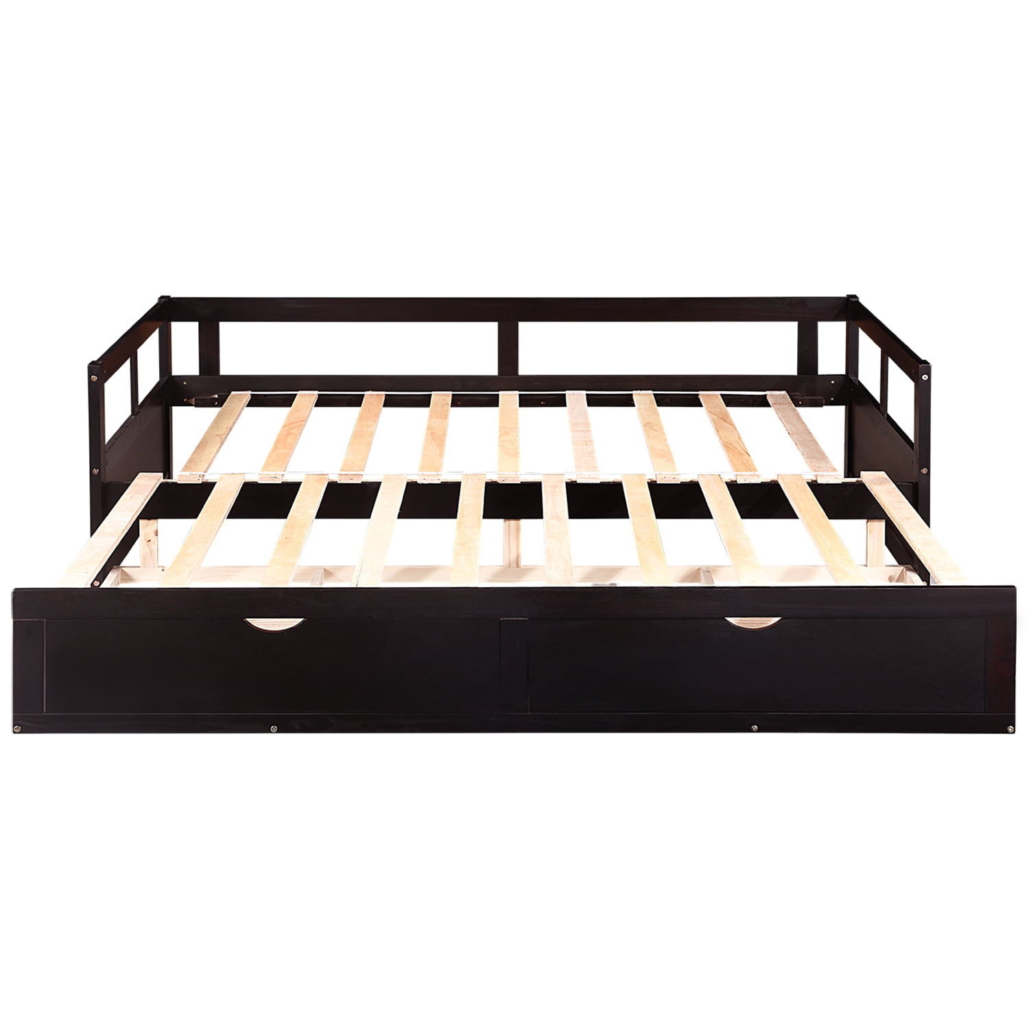 Gewnee Solid Wood Twin Size Extending Daybed with Two Storage Drawers,Espresso