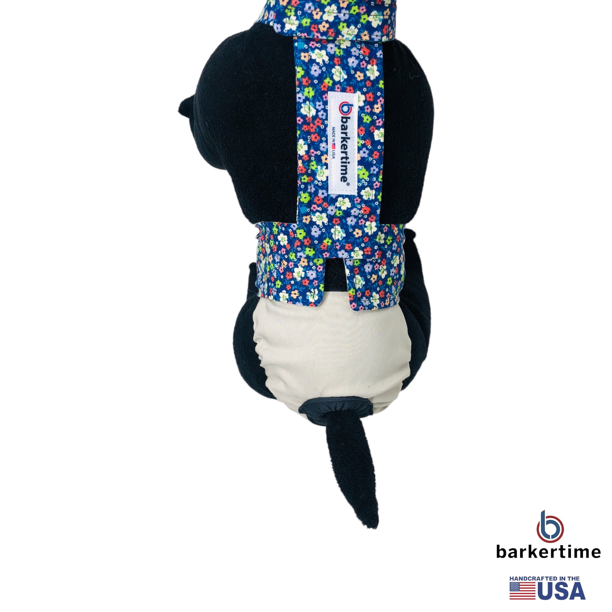 Barkertime Flower Garden on Frosty Cream Dog Diaper Overall