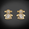 thumbnail image 2 of GIALLO | Aretes de oro 14K broquel Niña oro amarillo, madre perla y circonia GIALLO Para bebés, niñas y mujeres, 2 of 4