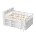 thumbnail image 5 of Euroco Wood Queen Size Loft Bed with Storage Shelves and LED Light, White, 5 of 8
