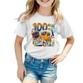 thumbnail image 1 of LUOGENLI T-Shirt pour Filles Filles 100 Jours École Imprimé Mode Manches Courtes Col Rond Ample Décontracté T-Shirt Maxi Hauts Ensemble Boho Blanc 12-13 Ans, 1 of 4
