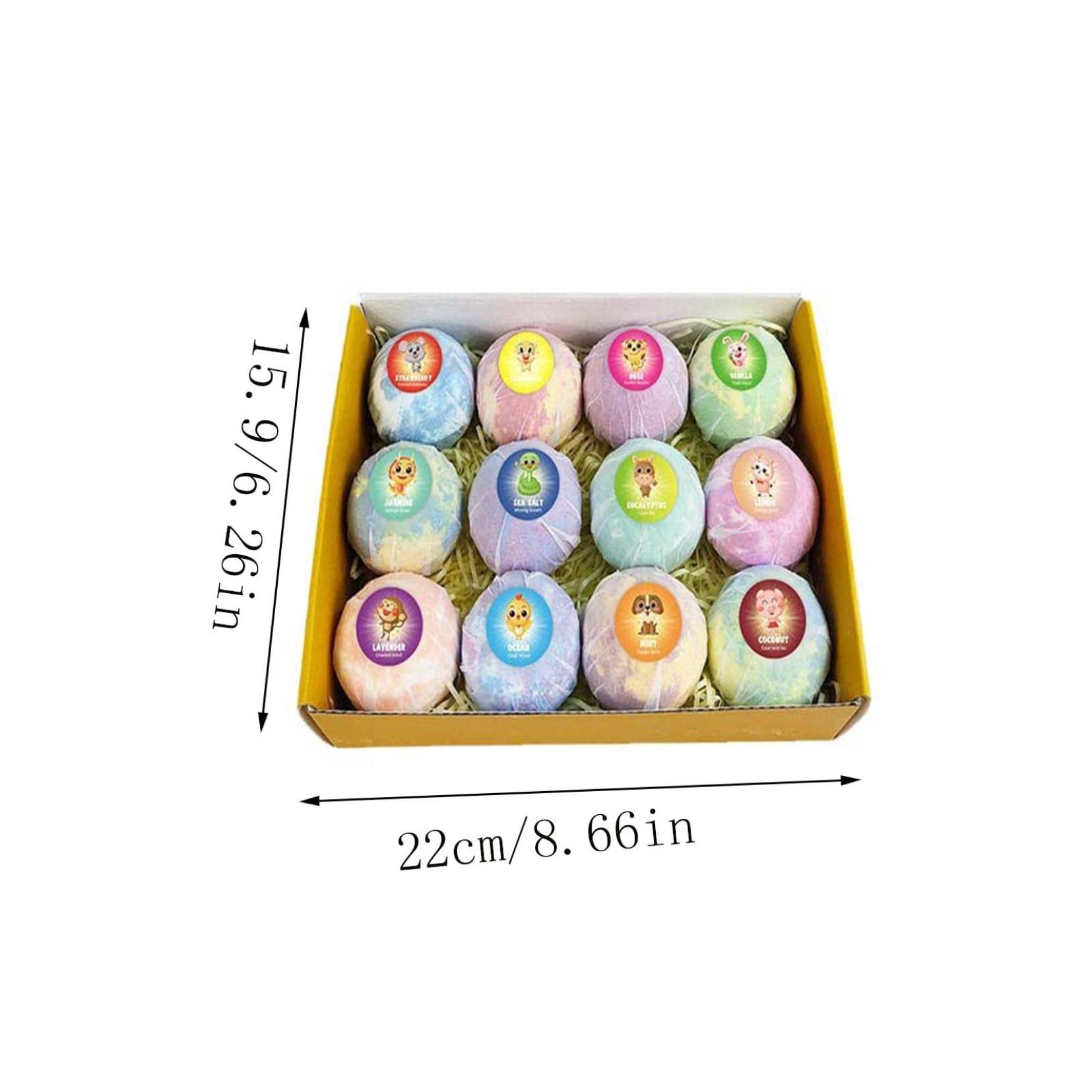 12PCs Forest Themed Bath Bombs Set With Surprise Inside,Mega Bubble Salt Ball Gift Set With Cute Chinese Zodiac Ornaments Inside,Natural Ingredient Bath Salt Skin-Friendly Bathing for Family