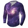 thumbnail image 1 of FAIWAD Plus Size Tops for Men Long Sleeve Button Pullover Casual Slim Comfy Basic Stretch Workout Shirts, 1 of 4
