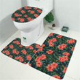 thumbnail image 2 of Pioneer Flower Floral Print Pattern Bathroom Rugs Sets 3 Piece,Toilet Cover Set,Absorbent Non Slip Bathroom Mats Sets with U-Shaped Contour Rug Toilet Rug Set, 2 of 5