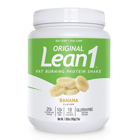 Lean1 Fat Burning Meal Replacement Protein Shake, Banana flavor, 15 serving tub