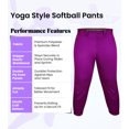 thumbnail image 2 of Exxact Sports Girls Softball Pants Knicker/Yoga Style Knee Length, 4-Way Stretch Low Rise Youth Softball Pants for Girls - (YXL, Purple), 2 of 7