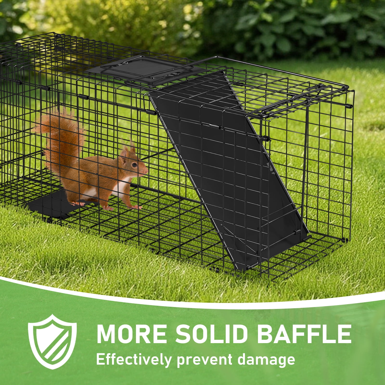 UBesGoo Heavy Duty Animal Trap, 32" Humane Cage with Secure Handle for Raccoons, Folding Metal Design, Black