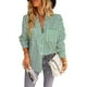 thumbnail image 1 of Blusa a rayas para mujer con botones y bolsillo con cuello en V y manga larga para uso diario, 1 of 6