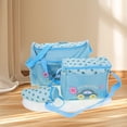 thumbnail image 3 of 4 in 1 Multi functional Car Pattern Large Capacity Baby Diaper Changing Pad Travel Mommy Bag Tote Set (Sky Blue), 3 of 8