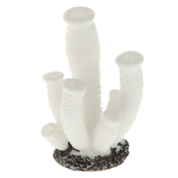Unique Bargains 1 Pcs Colorful Coral Reef Decor Mini Faux Coral Decor for Aquarium Decorations White 3.3x4.5cm