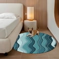 thumbnail image 3 of Abstract Round Living Room Rugs 8 ft, Turquoise Gradient Waves Beach Lines Washable Large Area Rug with Non-Slip Sturdy Edge Binding Round Carpet for Dining Room Kitchen Office, 3 of 9