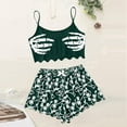 thumbnail image 4 of CAUYDY Halloween Pajamas Women Cute Printed Top and High Waist Shorts Plus Size Pajama Set Funny Skeleton Sleepwear(Dark Green,S), 4 of 6