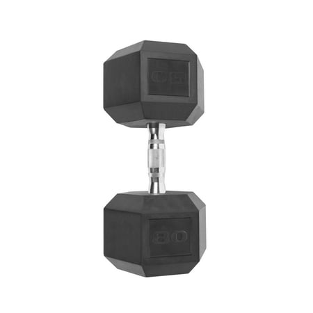 CAP Barbell Rubber Coated Hex Dumbbell, Single 80 Pounds