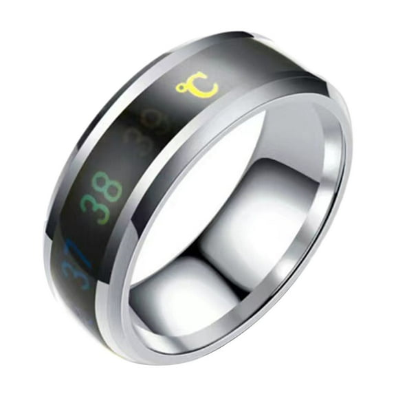 Mightlink Titanium Steel Wedding Band Intelligent Body Temperature Sensing Ring Personal Health Men Women Ring