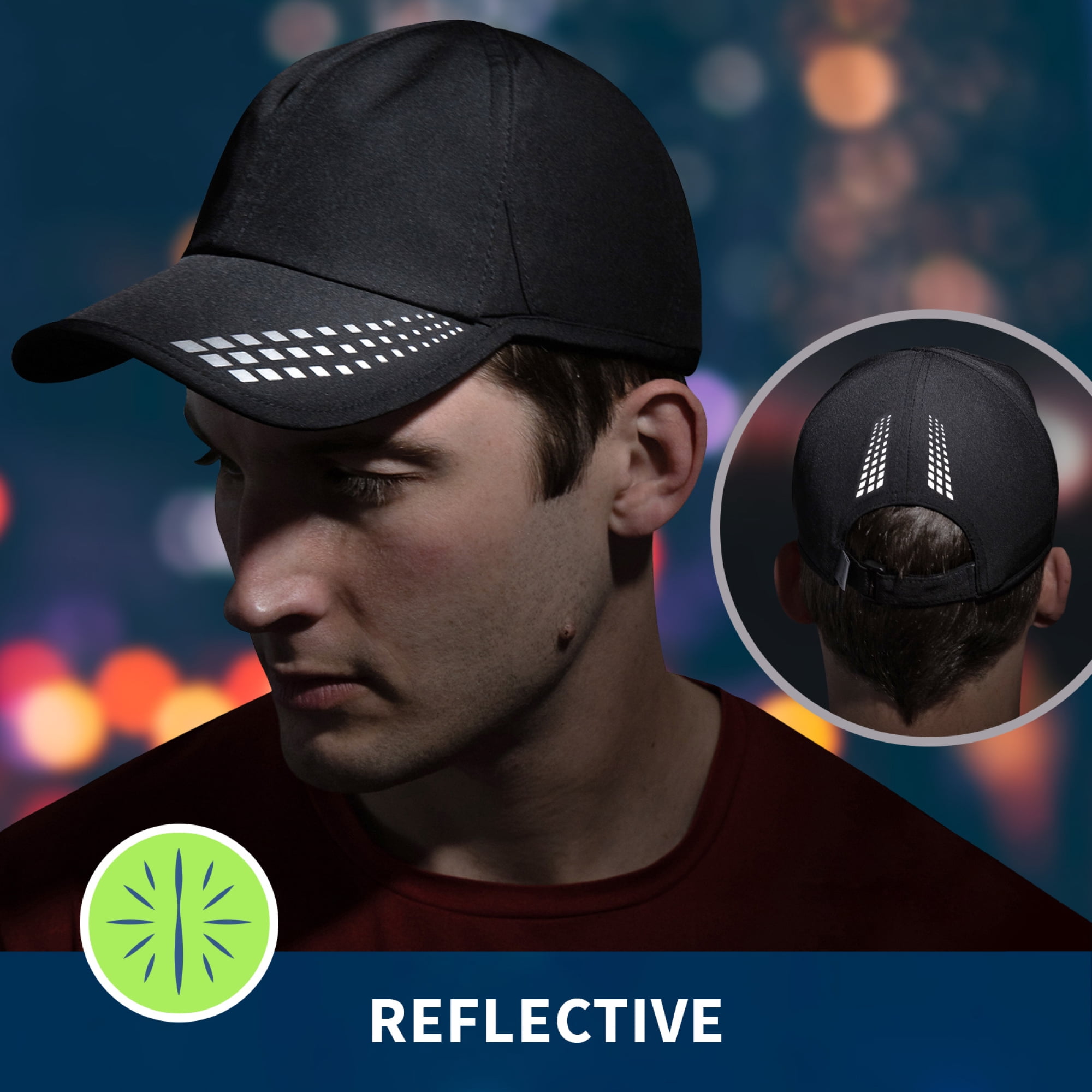 Mens UV Protection Running Hat - black/reflective