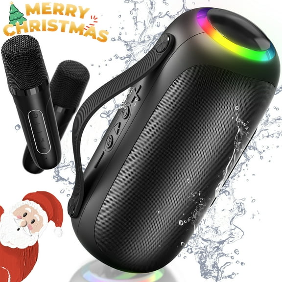 FanFun Portable Bluetooth Speaker, Wireless Waterproof Speaker with DJ Light, Deep Bass Outdoor Speaker for Pool Beach Party, D38-T